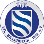 Logo des VfL Billerbeck 1912 e.V. mit Wellenmuster in Blau und Weiß auf einem runden Hintergrund.