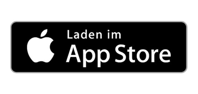 Schwarzes Banner mit dem Text „Laden im App Store“ und dem Apple-Logo oben links.